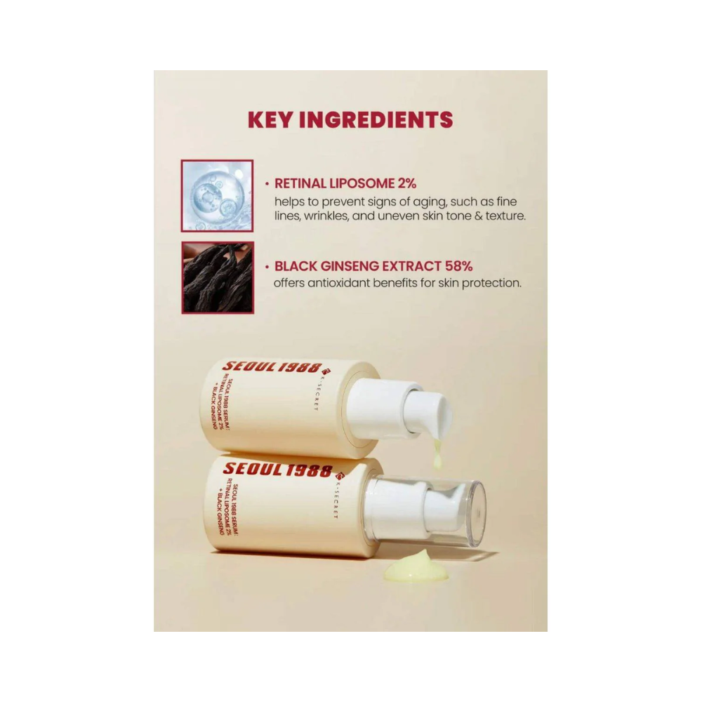 K-secret Seoul 1988 Serum: Retinal Liposome 2% + Black Ginseng, 50ml