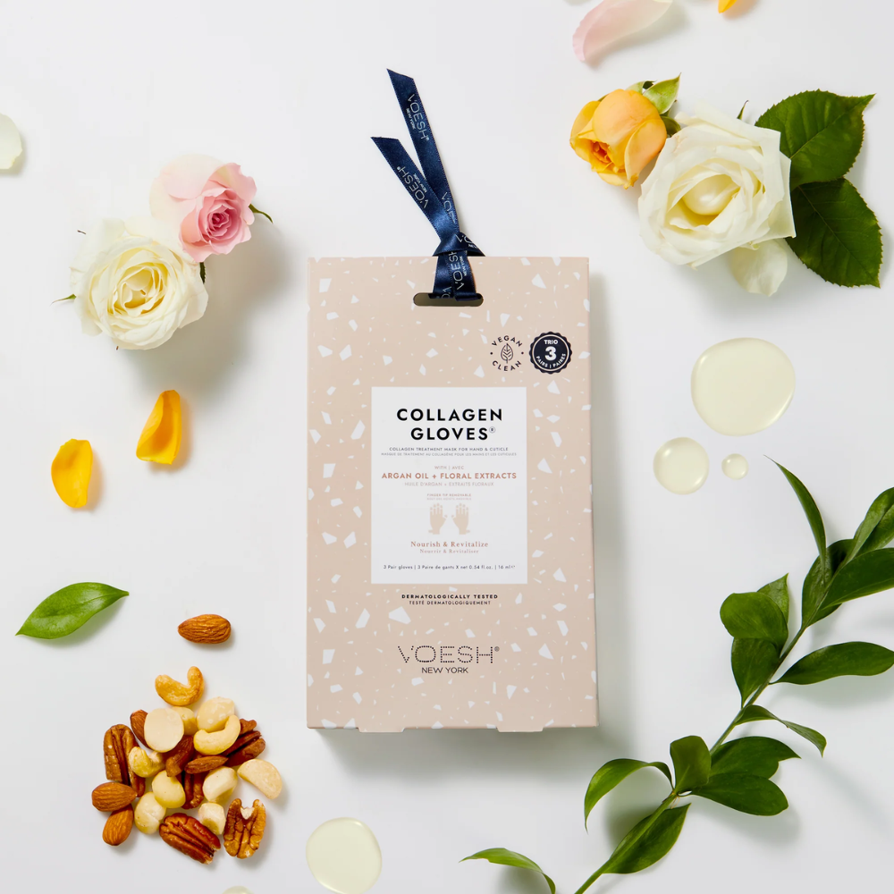 Voesh Collagen Gloves Trio 3 Pairs Argan Oil and Floral Extracts