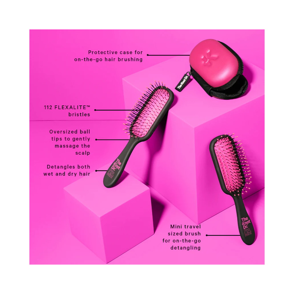The Knot Dr. Pink Pro Mini Hairbrush with Headcase