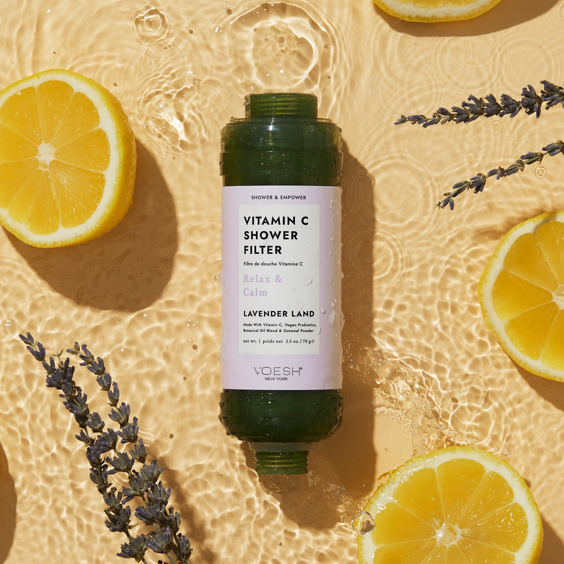 VOESH Vitamin C Shower Filter – Lavender Land, Chlorine-Removing & Aromatherapy, 110-Shower Capacity